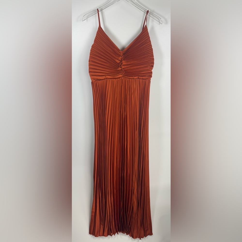 PETAL & PUP NAIRA PLEATED MAXI DRESS - SUNSET ORANGE SIZE 4 B2532